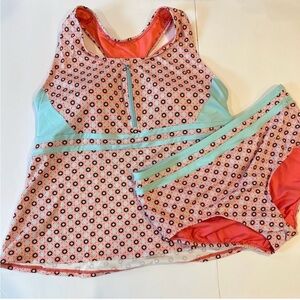 Lands' End Coral and Mint Tankini Set Women’s Swimsuit Bathing Suit 1X Plus